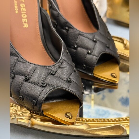 🆕 KURT GEIGER LONDON 🧿 NWOB Regent Crystal Mule Gold Point Heel, Sz 37 US 7 - Picture 10 of 16